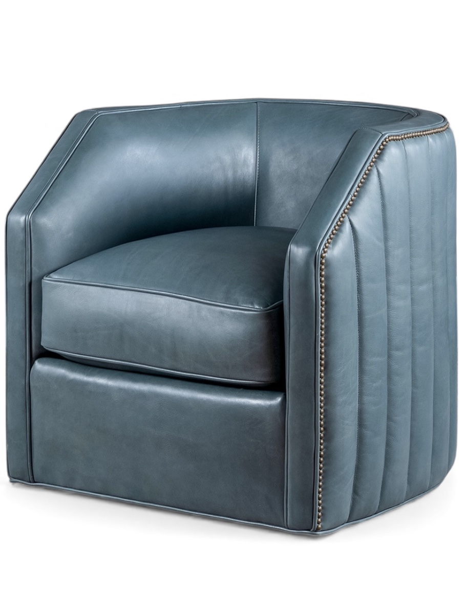 Oliver Sky Leather Swivel Chair