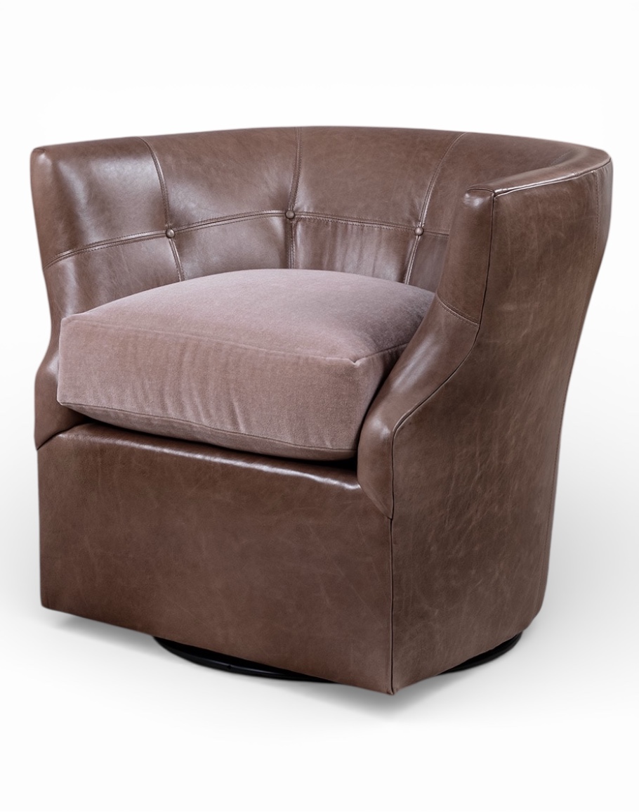 Shelby Dove Leather Swivel Chair
