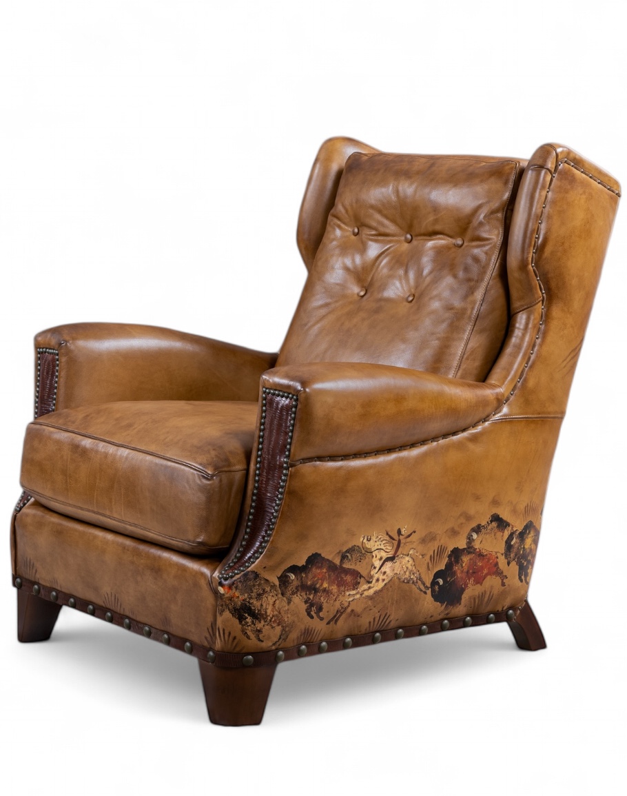 Painted Bison Leather Chair