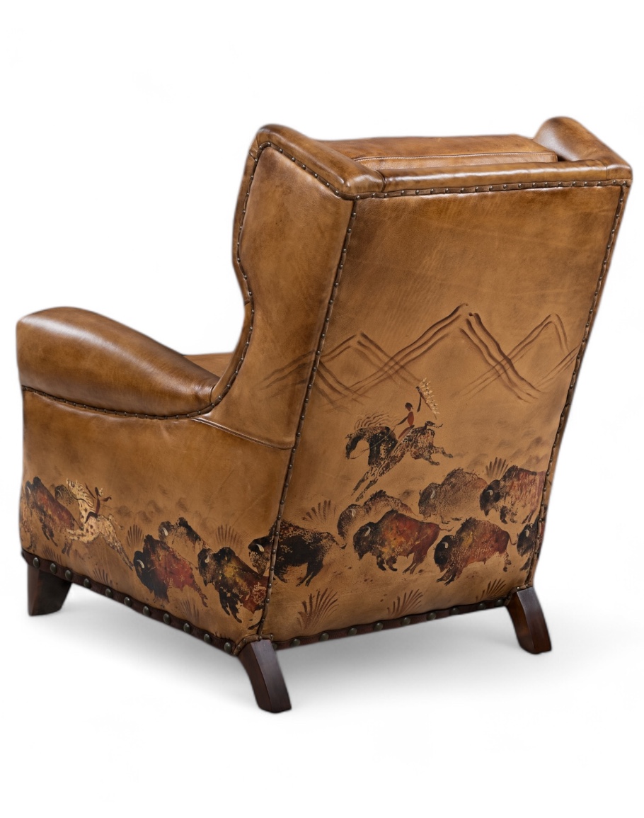 Painted Bison Leather Chair