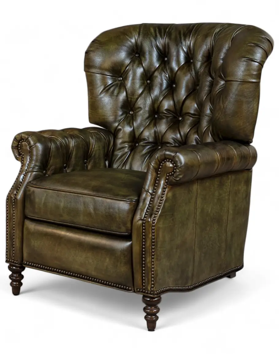 Huxley Olive Leather Recliner
