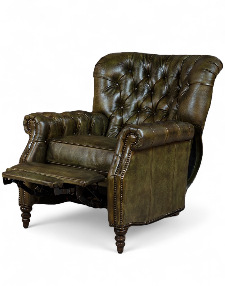 Huxley Olive Leather Recliner