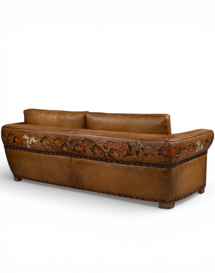 Painted Bison Leather Sofa
