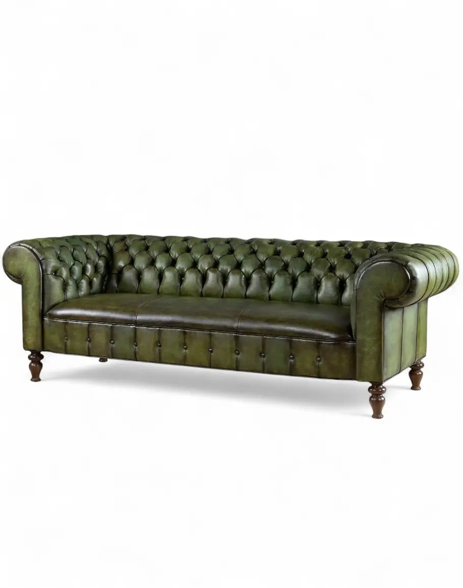 Carson Olive Leather Chesterfield Sofa