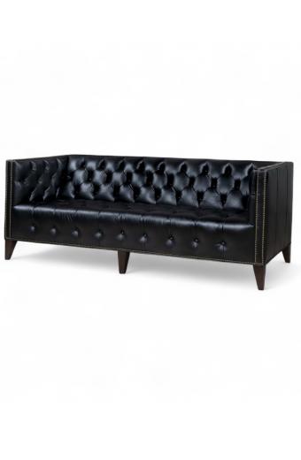 Kingston Black Tufted Leather Sofa