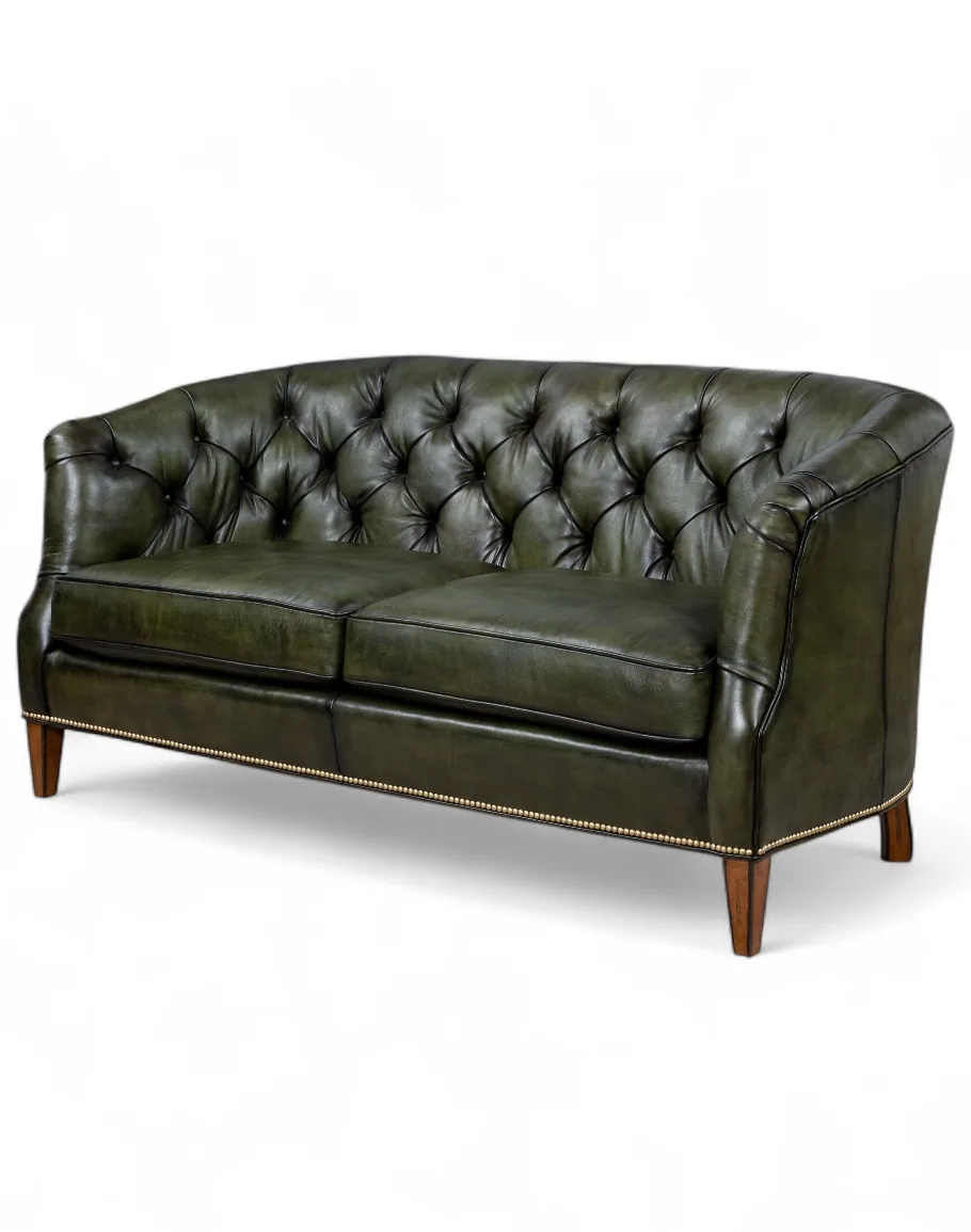 Audrey Olive Leather Settee